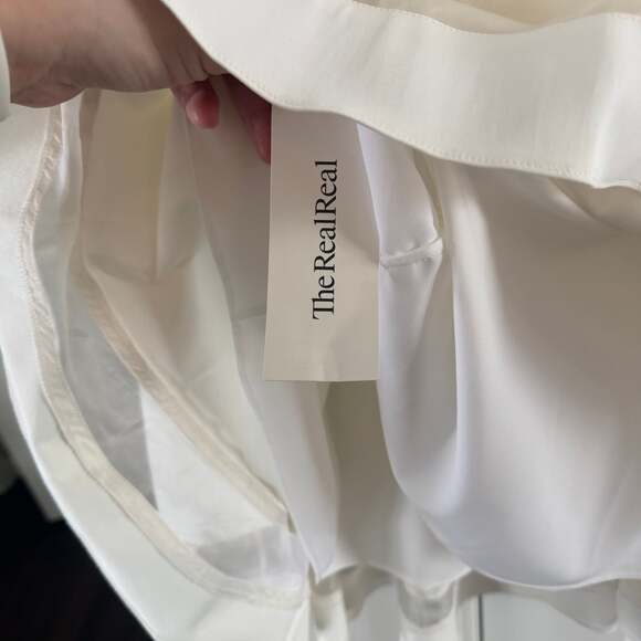 Alice + Olivia White Fit-and-Flare Mini Dress Mesh Short Sleeve Collared Hem - Picture 4 of 8